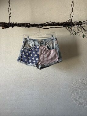 Topshop American flag moto shorts